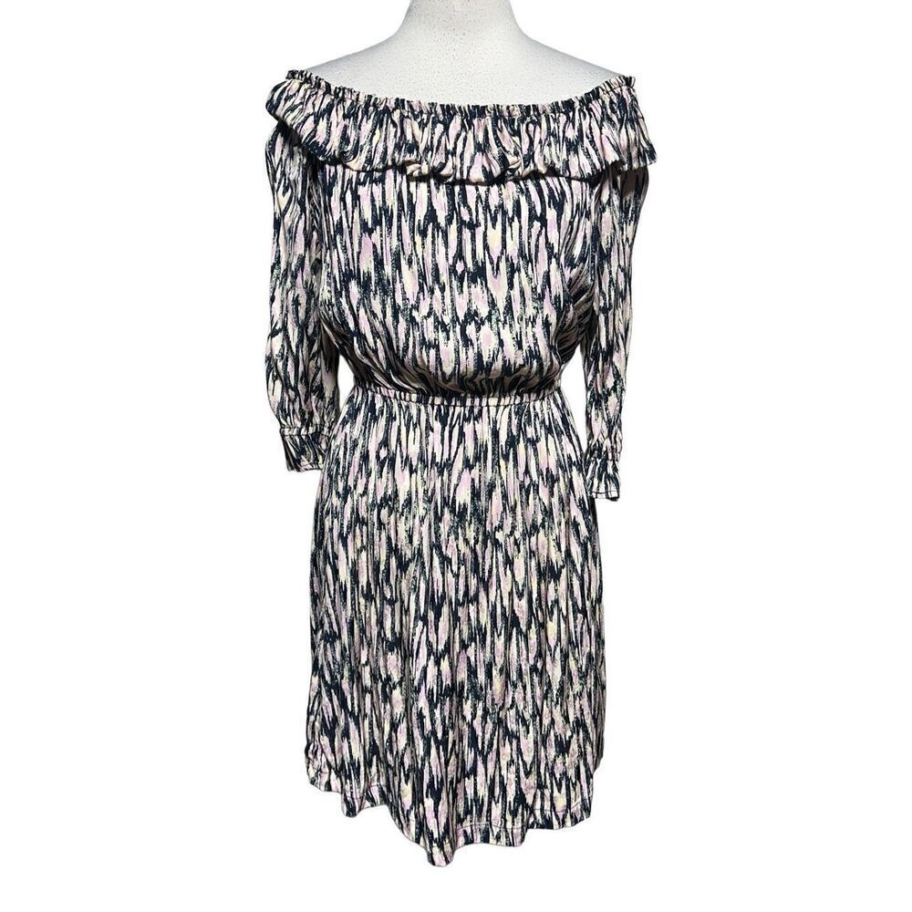 Scotch & Soda Silky Abstract Off the Shoulder Mini Dress Size Small